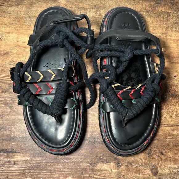 FARM RIO‎ Women's Black Rope Tie Platform Sandal Womans 10 - Picture 1 of 15
